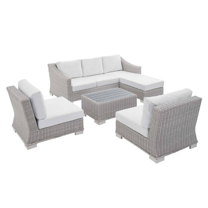 Modway Conway Sunbrella® Outdoor Patio Wicker Rattan 5-Piece Furniture Set - EEI-4361 | Outdoor Sofas, Loveseats & Sectionals | Modishstore - 15