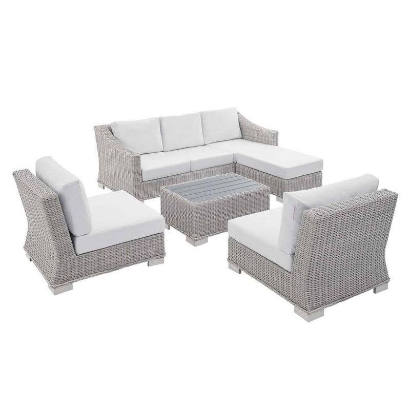 Modway Conway Sunbrella® Outdoor Patio Wicker Rattan 5-Piece Furniture Set - EEI-4361 | Outdoor Sofas, Loveseats & Sectionals | Modishstore - 15