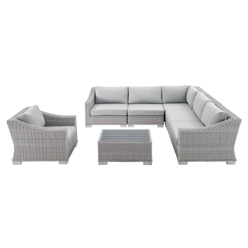 Modway Conway Sunbrella® Outdoor Patio Wicker Rattan 7-Piece Sectional Sofa Set - EEI-4362 | Outdoor Sofas, Loveseats & Sectionals | Modishstore - 2