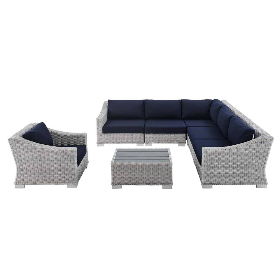 Modway Conway Sunbrella® Outdoor Patio Wicker Rattan 7-Piece Sectional Sofa Set | Outdoor Sofas, Loveseats & Sectionals | Modishstore-17
