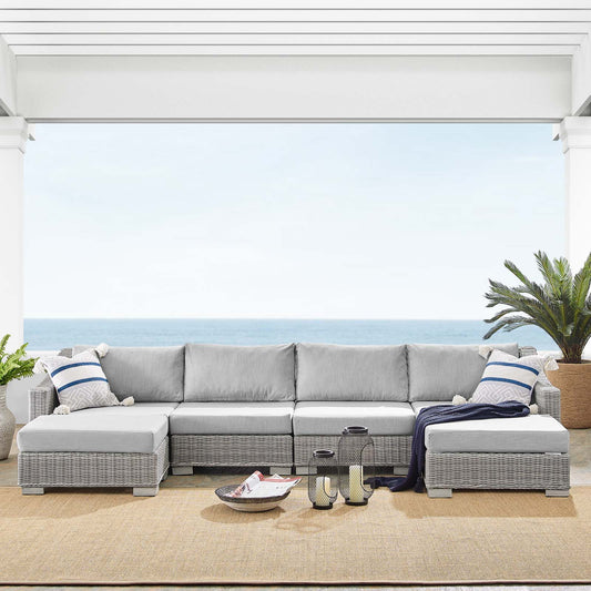 Modway Conway Sunbrella® Outdoor Patio Wicker Rattan 6-Piece Furniture Set | Outdoor Sofas, Loveseats & Sectionals | Modishstore