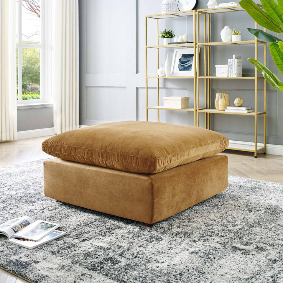 Modway Commix Down Filled Overstuffed Performance Velvet Ottoman - EEI-4365 | Ottomans | Modishstore - 1