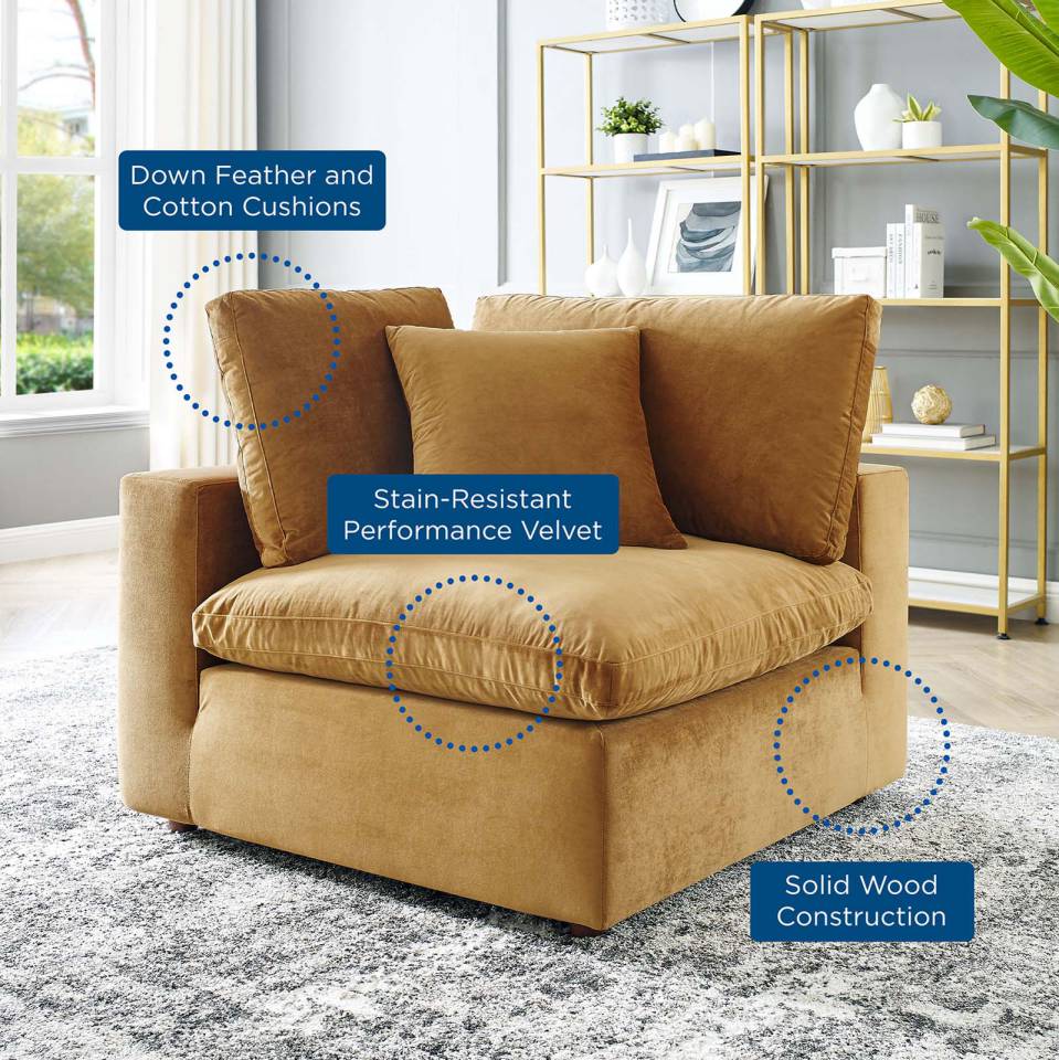 Modway Commix Down Filled Overstuffed Performance Velvet Corner Chair - EEI-4366 | Recliners | Modishstore - 4