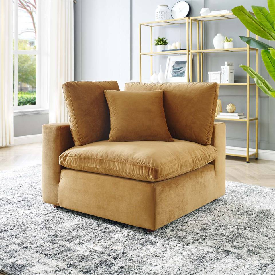 Modway Commix Down Filled Overstuffed Performance Velvet Corner Chair - EEI-4366 | Recliners | Modishstore - 1