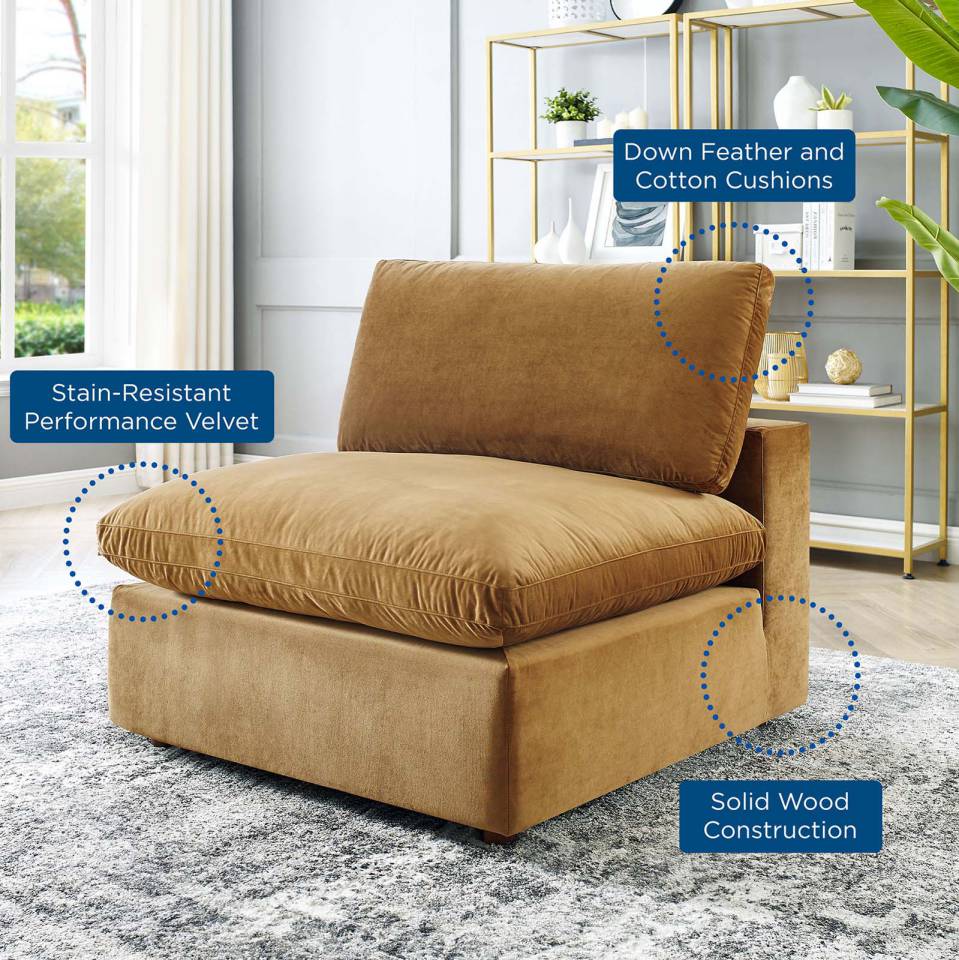 Modway Commix Down Filled Overstuffed Performance Velvet Armless Chair - EEI-4367 | Lounge Chairs | Modishstore - 4