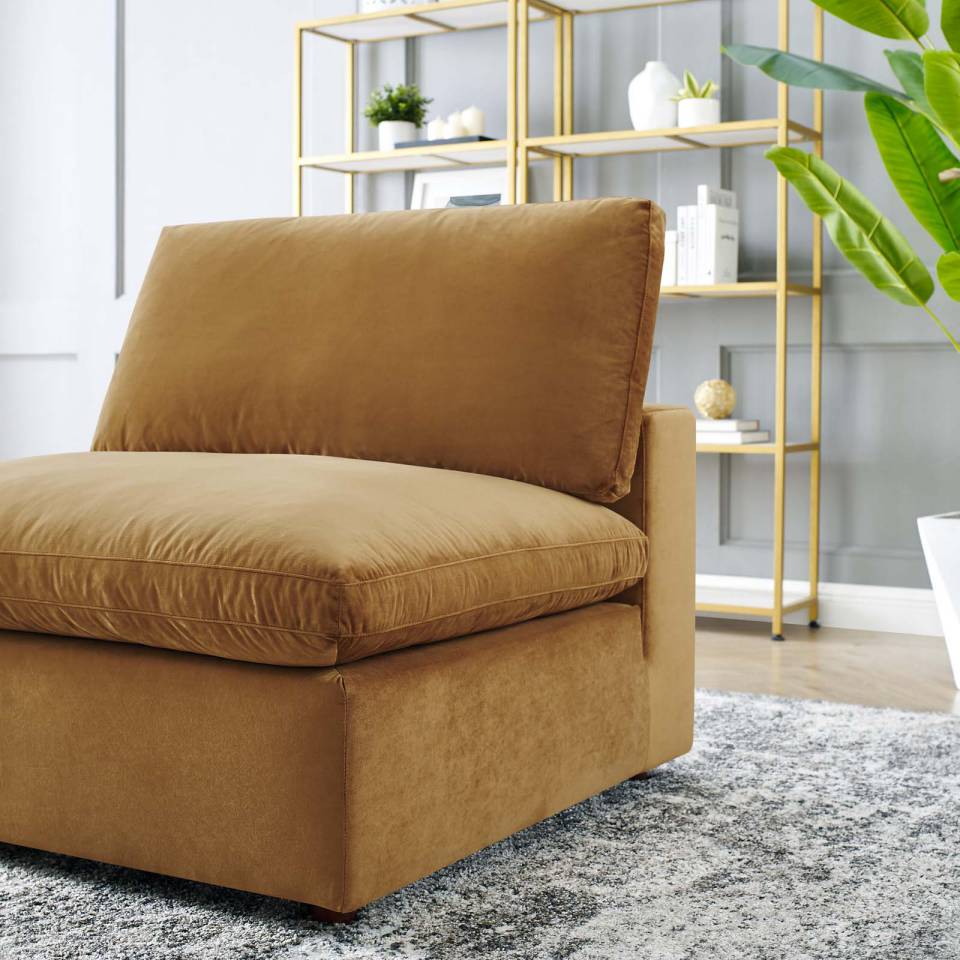 Modway Commix Down Filled Overstuffed Performance Velvet Armless Chair - EEI-4367 | Lounge Chairs | Modishstore - 5