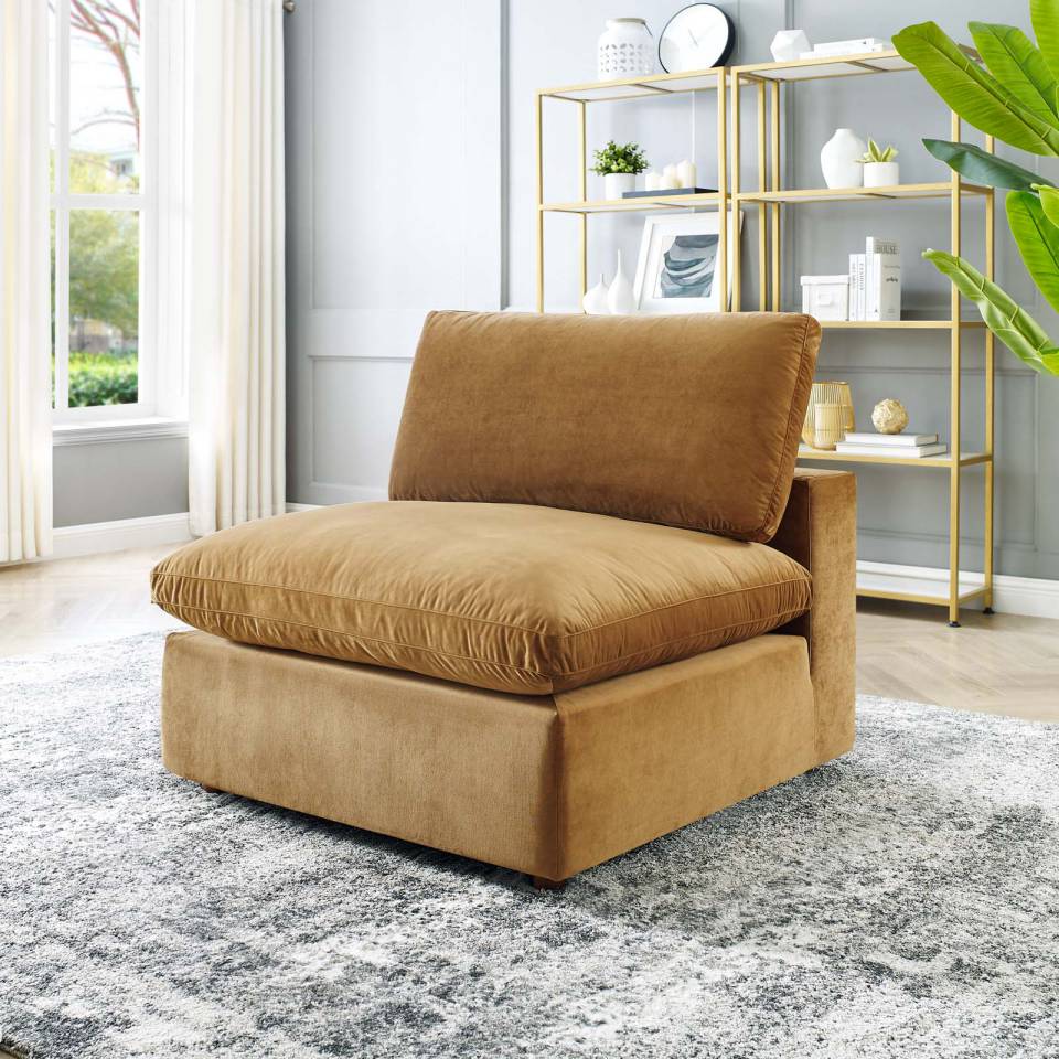 Modway Commix Down Filled Overstuffed Performance Velvet Armless Chair - EEI-4367 | Lounge Chairs | Modishstore - 1