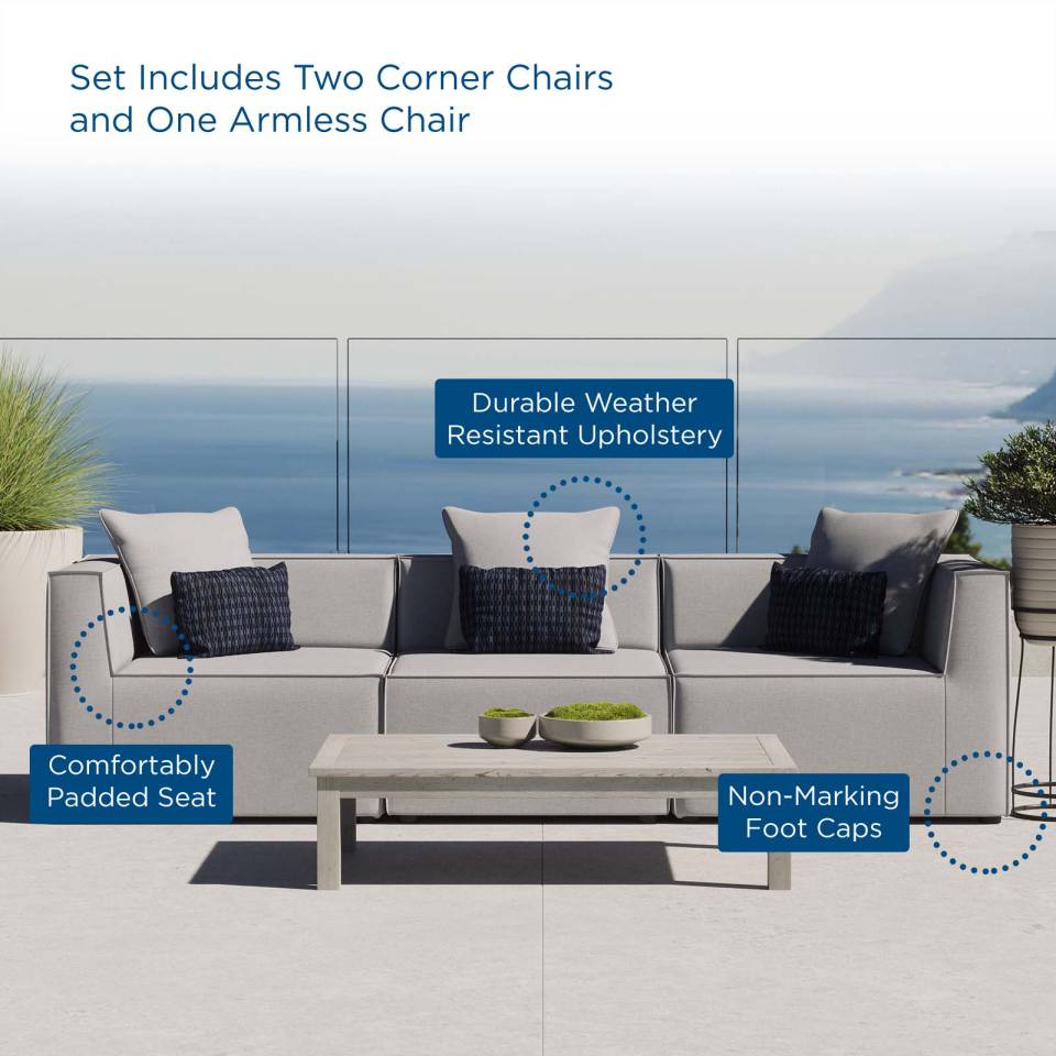 Modway Saybrook Outdoor Patio Upholstered 3-Piece Sectional Sofa - EEI-4379 | Outdoor Sofas, Loveseats & Sectionals | Modishstore - 7
