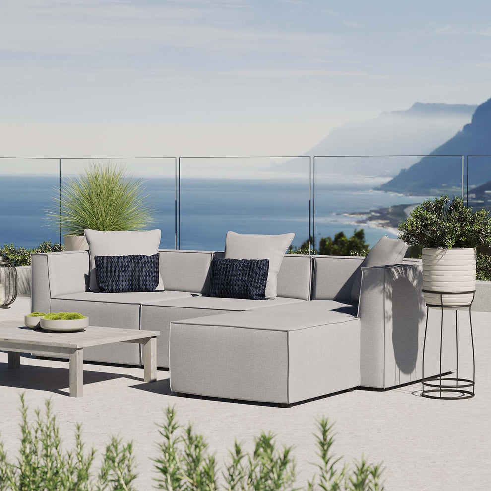 Modway Saybrook Outdoor Patio Upholstered 4-Piece Sectional Sofa - EEI-4380 | Outdoor Sofas, Loveseats & Sectionals | Modishstore - 1