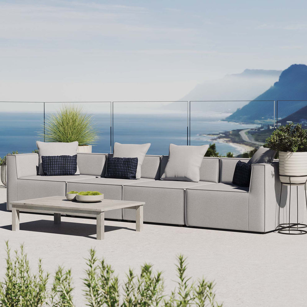 Modway Saybrook Outdoor Patio Upholstered 4-Piece Sectional Sofa - EEI-4381 | Outdoor Sofas, Loveseats & Sectionals | Modishstore - 1