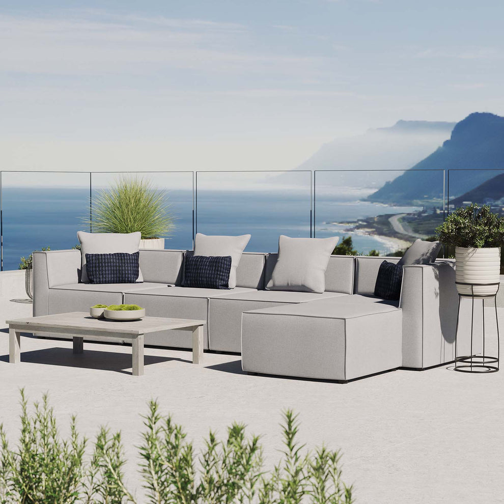 Modway Saybrook Outdoor Patio Upholstered 5-Piece Sectional Sofa - EEI-4382 | Outdoor Sofas, Loveseats & Sectionals | Modishstore - 1