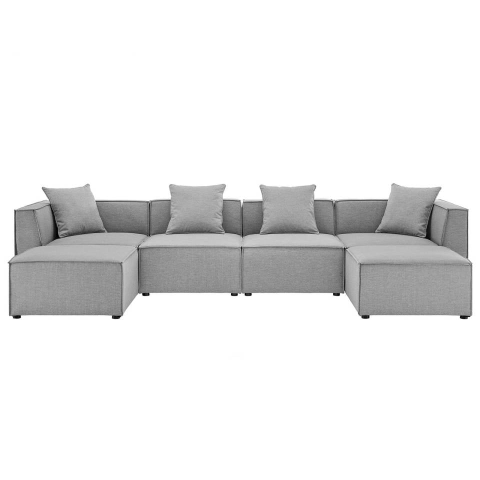 Modway Saybrook Outdoor Patio Upholstered 6-Piece Sectional Sofa | Outdoor Sofas, Loveseats & Sectionals | Modishstore-13