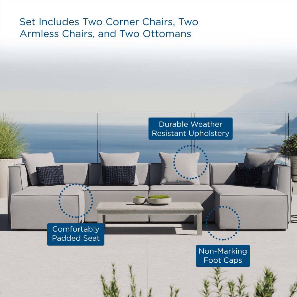 Modway Saybrook Outdoor Patio Upholstered 6-Piece Sectional Sofa | Outdoor Sofas, Loveseats & Sectionals | Modishstore-9