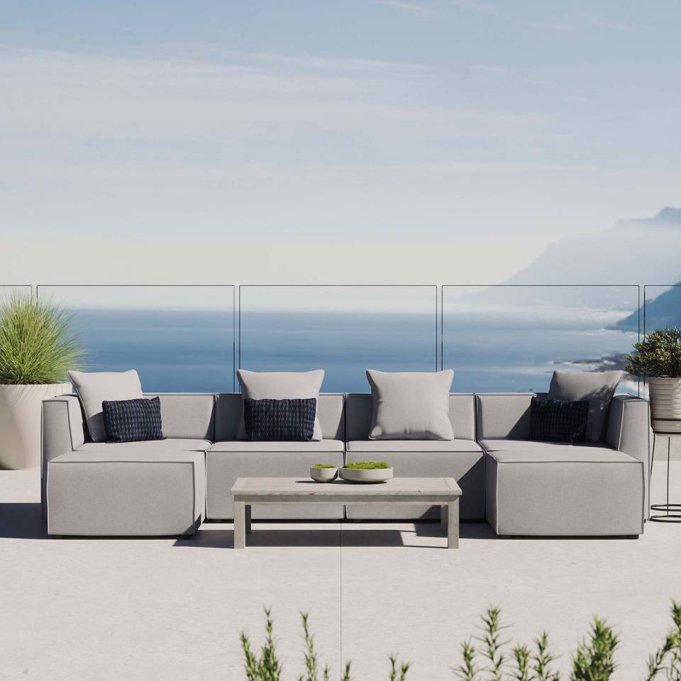 Modway Saybrook Outdoor Patio Upholstered 6-Piece Sectional Sofa - EEI-4383 | Outdoor Sofas, Loveseats & Sectionals | Modishstore - 1