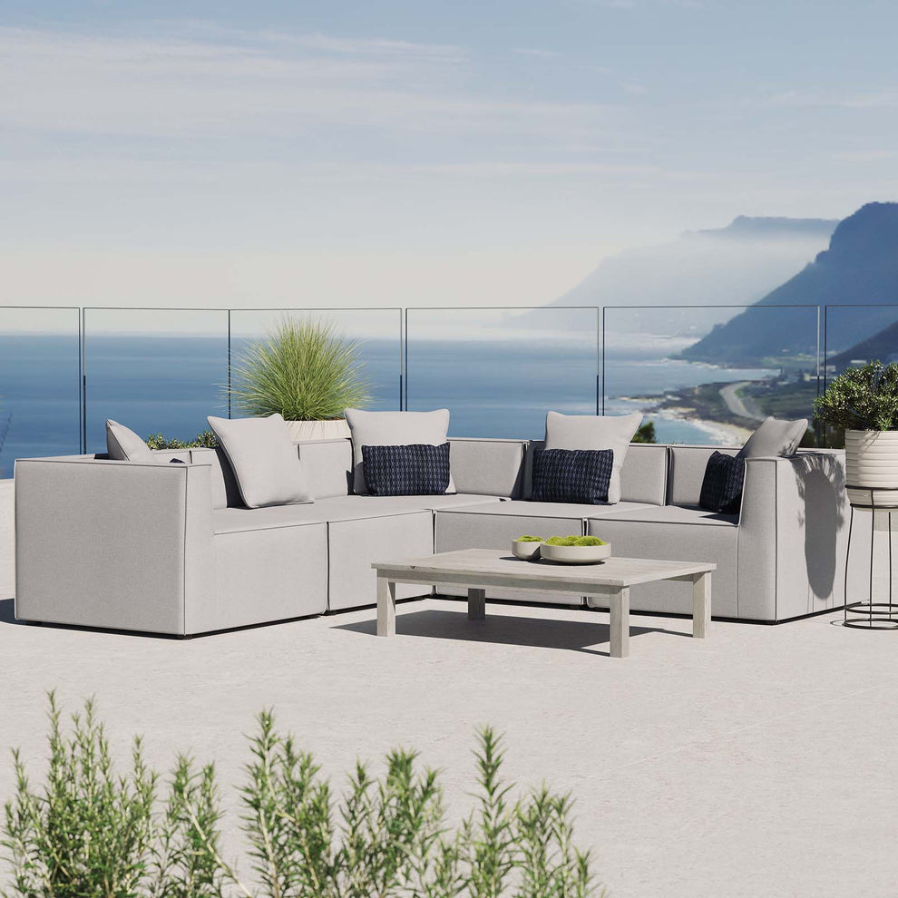 Saybrook Outdoor Patio Upholstered 5-Piece Sectional Sofa By Modway - EEI-4384 | Outdoor Sofas, Loveseats & Sectionals | Modishstore - 1