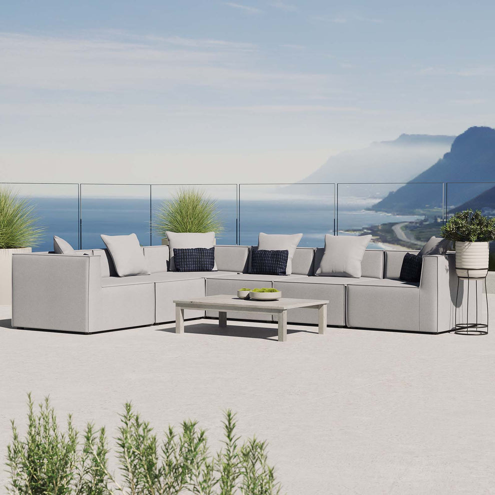 Modway Saybrook Outdoor Patio Upholstered 6-Piece Sectional Sofa - EEI-4385 | Outdoor Sofas, Loveseats & Sectionals | Modishstore - 1