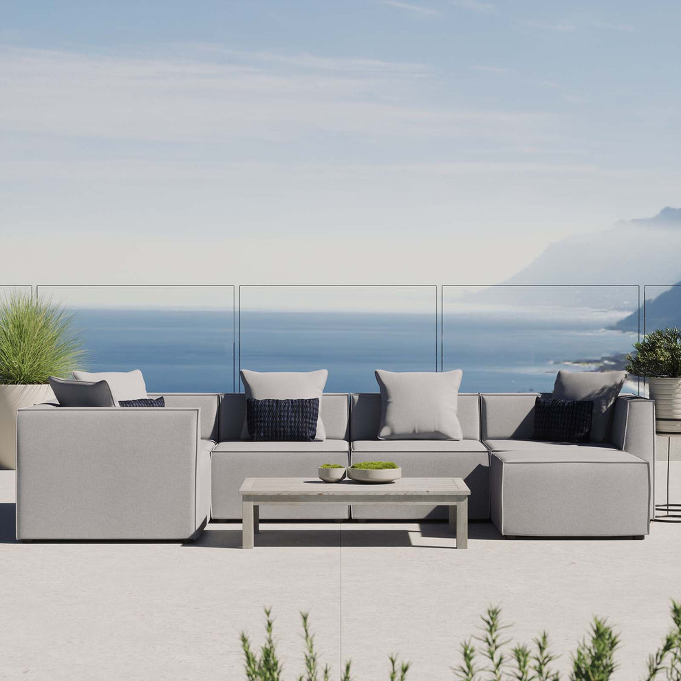 Modway Saybrook Outdoor Patio Upholstered 6-Piece Sectional Sofa - EEI-4386 | Outdoor Sofas, Loveseats & Sectionals | Modishstore - 1