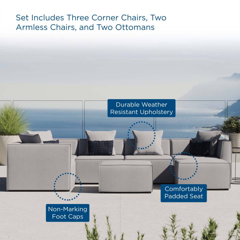 Modway Saybrook Outdoor Patio Upholstered 7-Piece Sectional Sofa | Outdoor Sofas, Loveseats & Sectionals | Modishstore-8