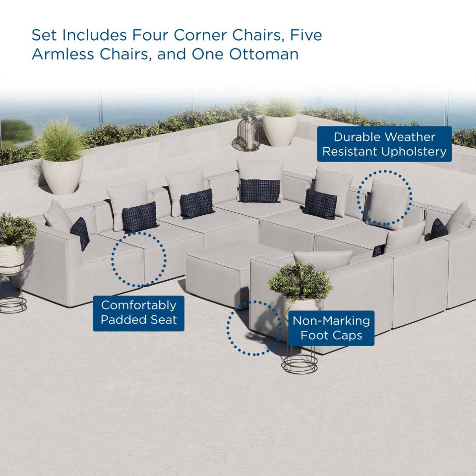 Modway Saybrook Outdoor Patio Upholstered 10-Piece Sectional Sofa - EEI-4389 | Outdoor Sofas, Loveseats & Sectionals | Modishstore - 10