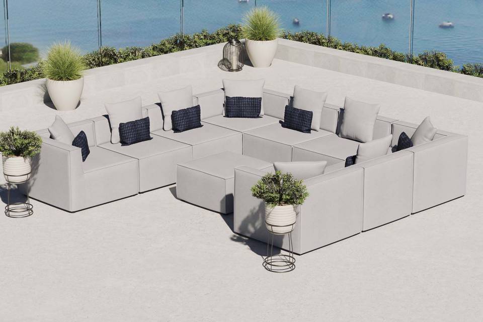 Modway Saybrook Outdoor Patio Upholstered 10-Piece Sectional Sofa - EEI-4389 | Outdoor Sofas, Loveseats & Sectionals | Modishstore - 1