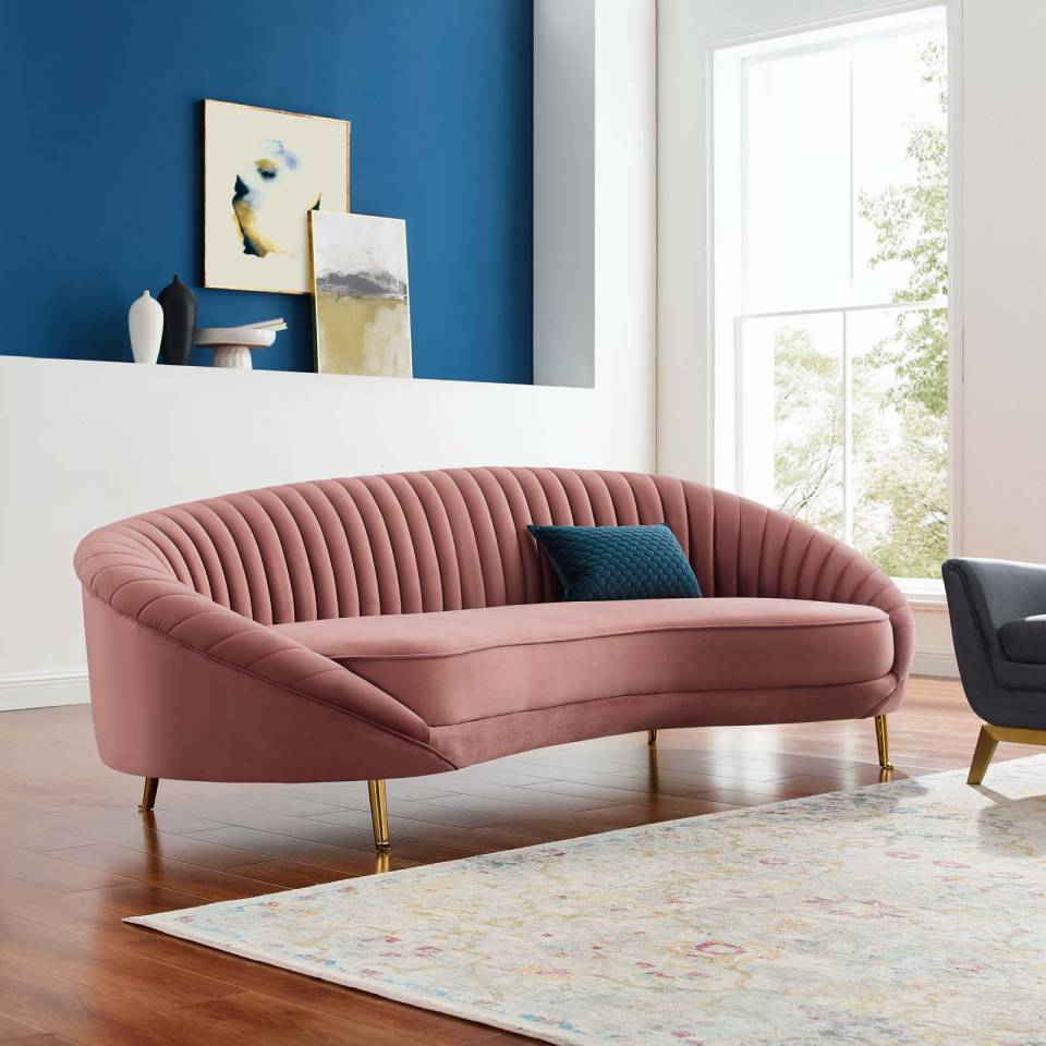 Modway Camber Channel Tufted Performance Velvet Sofa - EEI-4405 | Sofas | Modishstore - 1