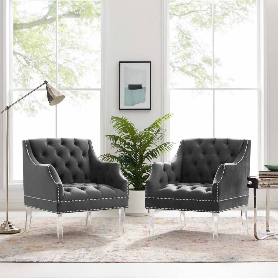 Modway Proverbial Armchair Performance Velvet Set of 2 - EEI-4421 | Armchairs | Modishstore - 1
