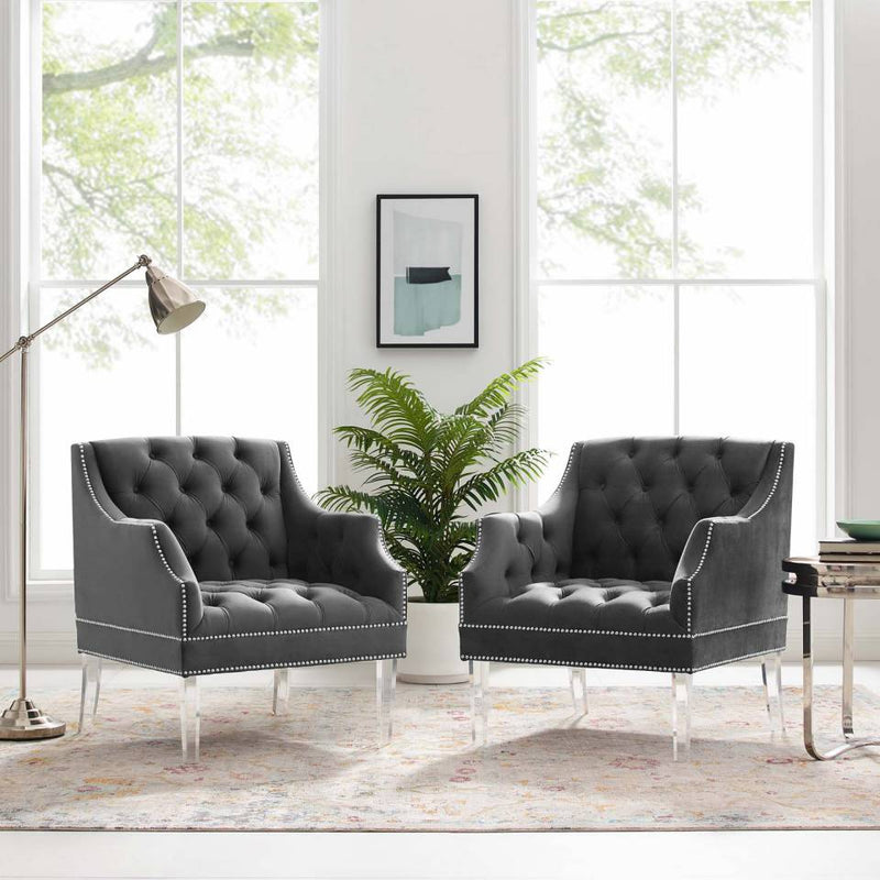 Modway Proverbial Armchair Performance Velvet Set of 2 - EEI-4421 | Armchairs | Modishstore - 1