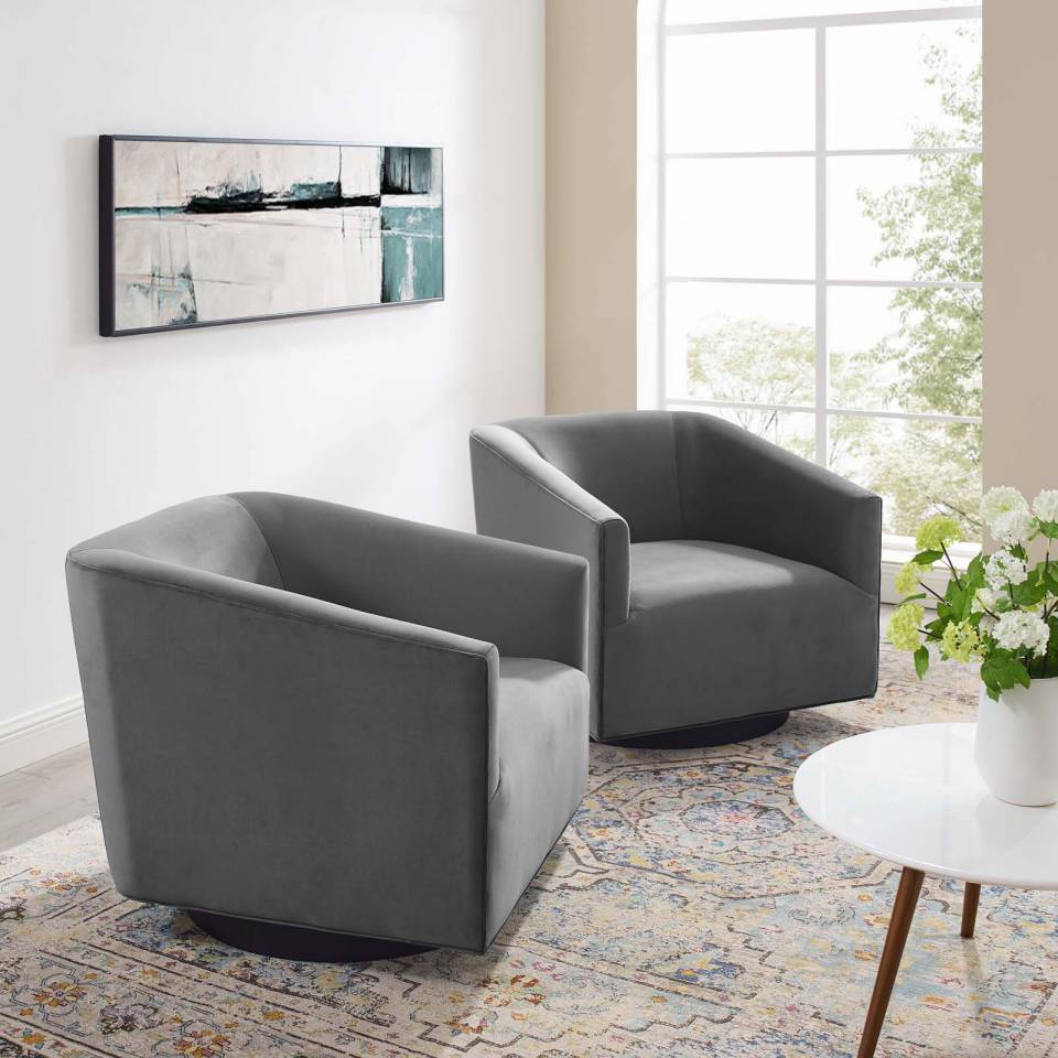 Modway Twist Swivel Chair Performance Velvet Set of 2 - EEI-4427 | Accent Chairs | Modishstore - 1