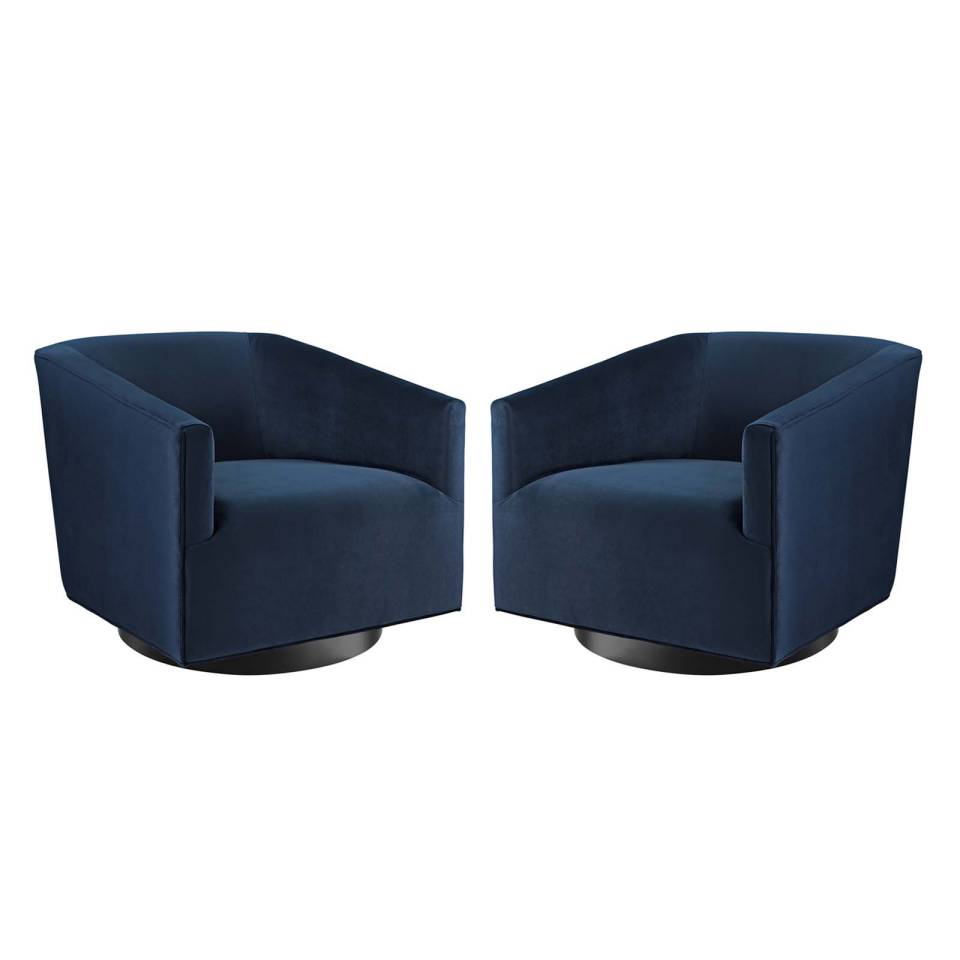 Modway Twist Swivel Chair Performance Velvet Set of 2 | Accent Chairs | Modishstore-8