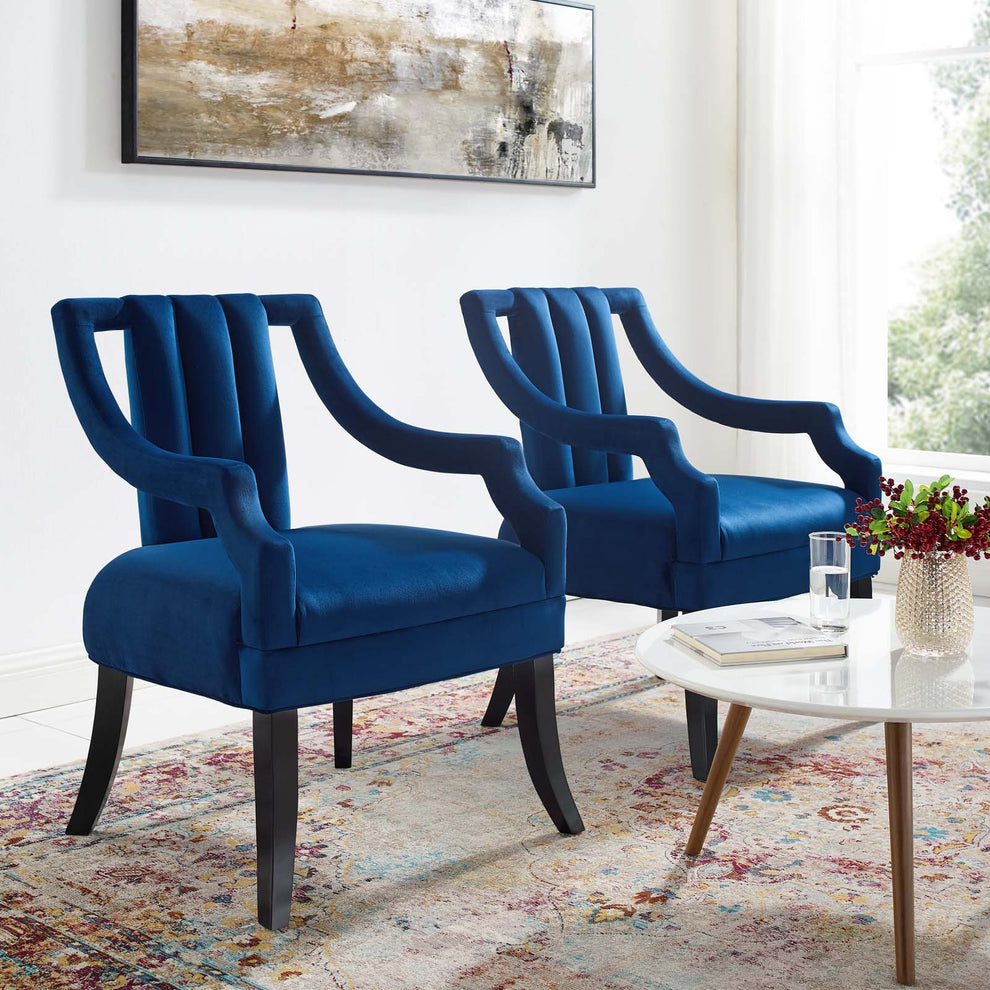 Harken Accent Chair Performance Velvet Set of 2 By Modway - EEI-4429 | Sofa Set | Modishstore - 1