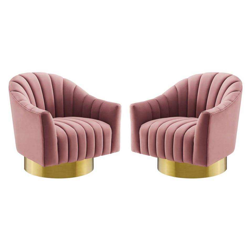 Modway Buoyant Swivel Chair Performance Velvet Set of 2 - EEI-4430 | Accent Chairs | Modishstore - 2