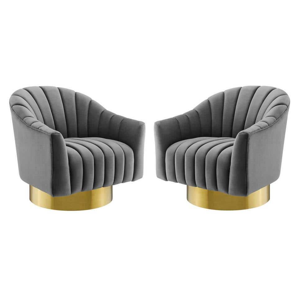 Modway Buoyant Swivel Chair Performance Velvet Set of 2 - EEI-4430 | Accent Chairs | Modishstore - 7