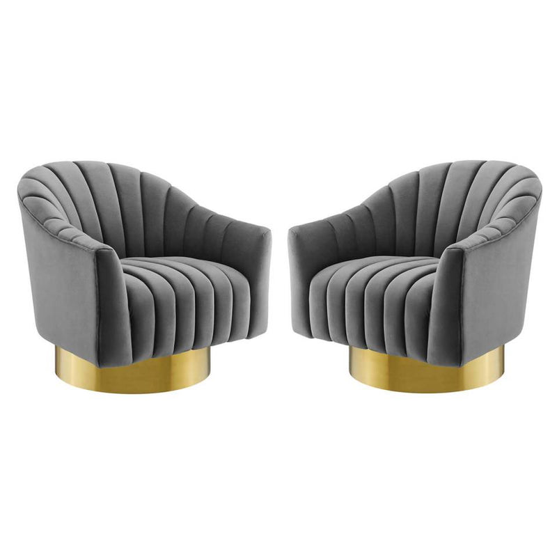 Modway Buoyant Swivel Chair Performance Velvet Set of 2 | Accent Chairs | Modishstore-7