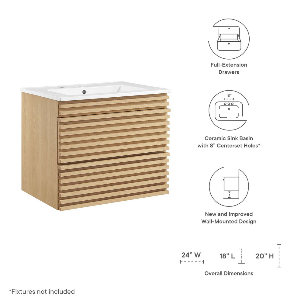 Modway Render 24" Wall-Mount Bathroom Vanity - EEI-4433 | Bathroom Accessories | Modishstore - 34