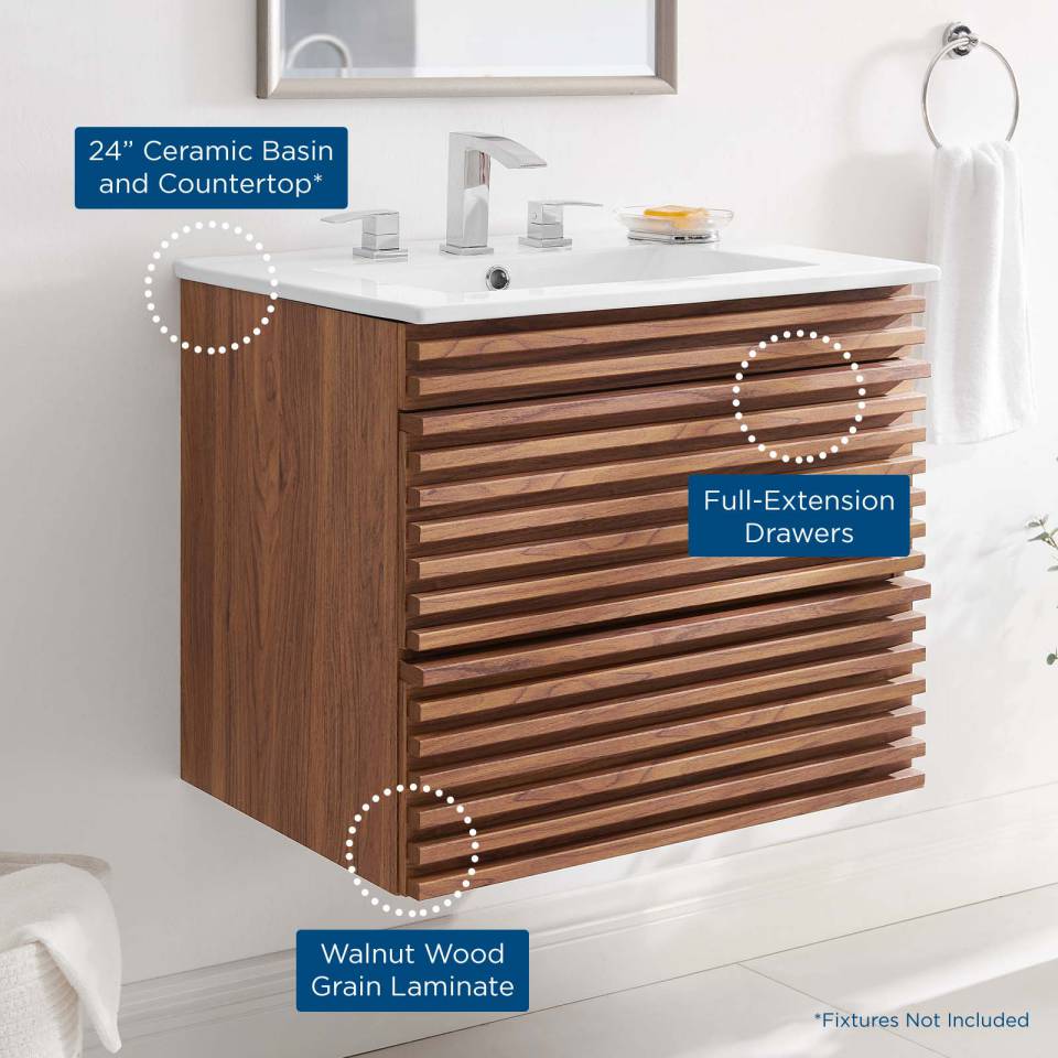 Modway Render 24" Wall-Mount Bathroom Vanity - EEI-4433 | Bathroom Accessories | Modishstore - 6