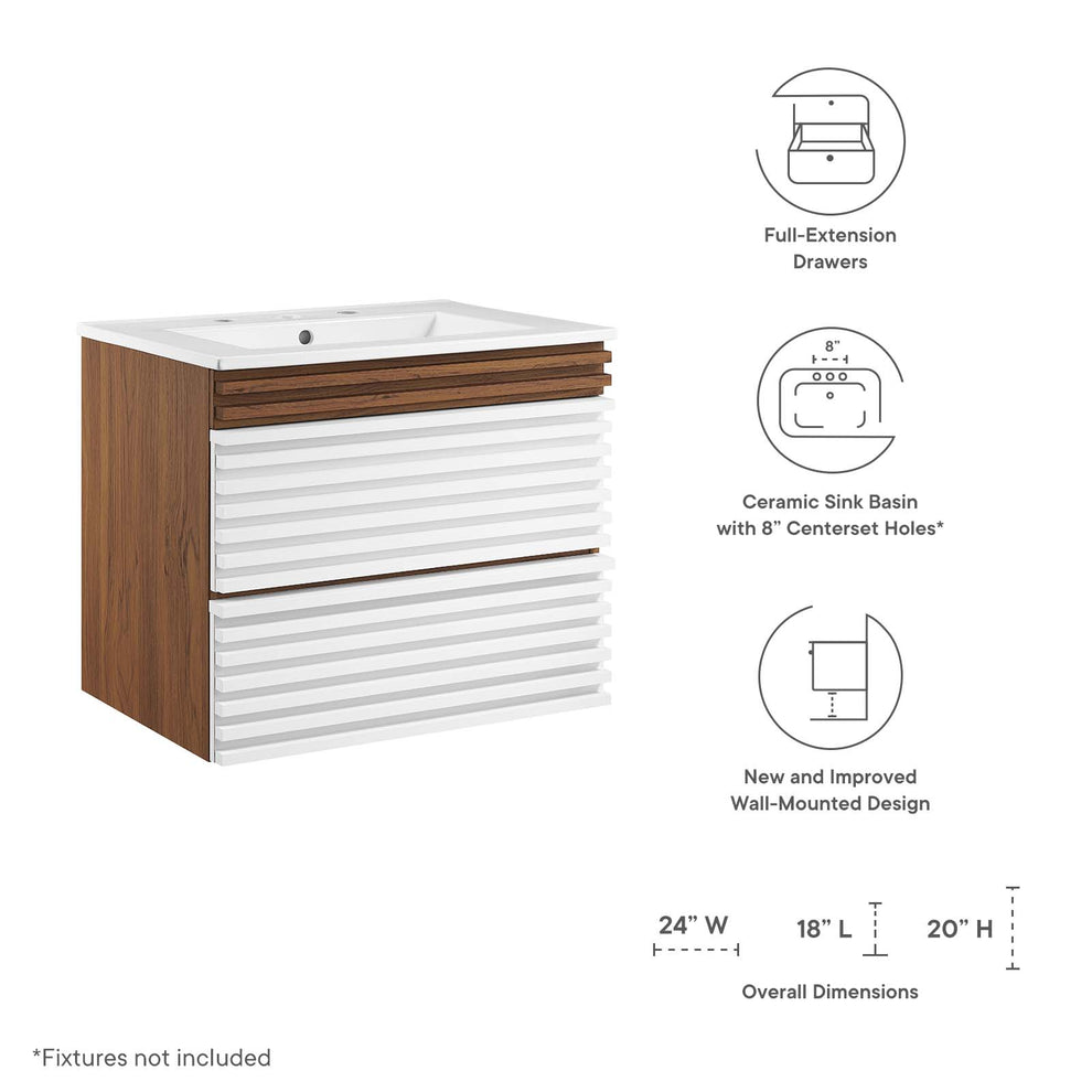 Modway Render 24" Wall-Mount Bathroom Vanity - EEI-4433 | Bathroom Accessories | Modishstore - 42