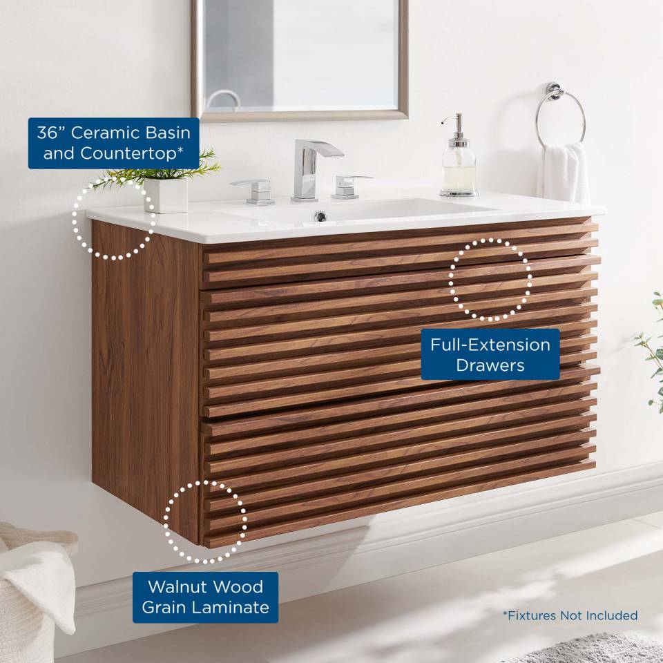Modway Render 36" Wall-Mount Bathroom Vanity | Bathroom Accessories | Modishstore-6
