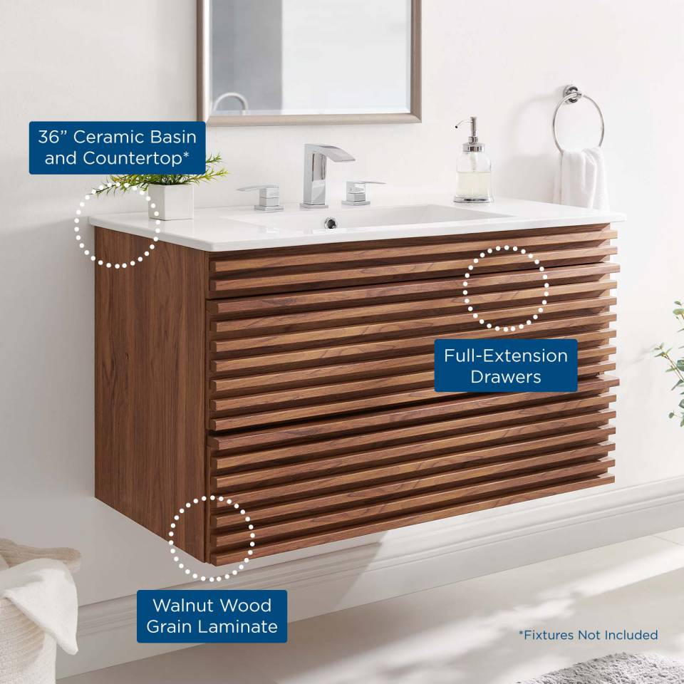 Modway Render 36" Wall-Mount Bathroom Vanity - EEI-4436 | Bathroom Accessories | Modishstore - 6