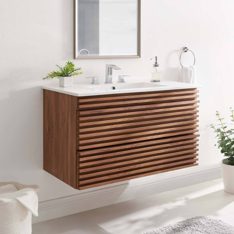 Modway Render 36" Wall-Mount Bathroom Vanity - EEI-4436 | Bathroom Accessories | Modishstore - 1