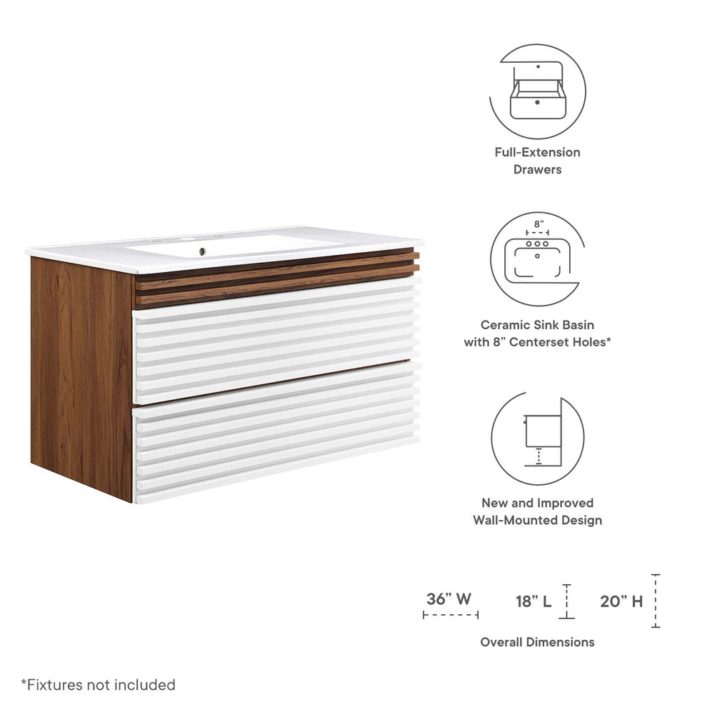 Modway Render 36" Wall-Mount Bathroom Vanity - EEI-4436 | Bathroom Accessories | Modishstore - 55