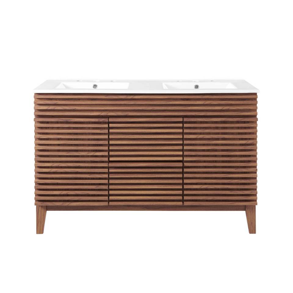 Modway Render 48" Double Sink Bathroom Vanity - EEI-4441 - Walnut White – Modish Store