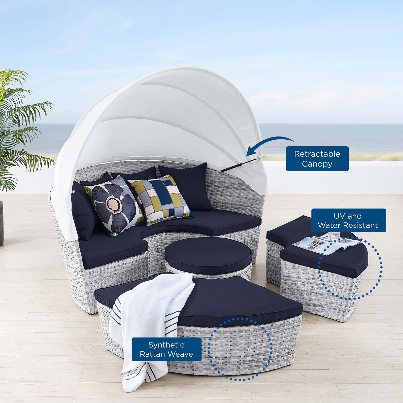 Scottsdale Canopy Outdoor Patio Daybed By Modway | Outdoor Patio Daybed | Modishstore-24