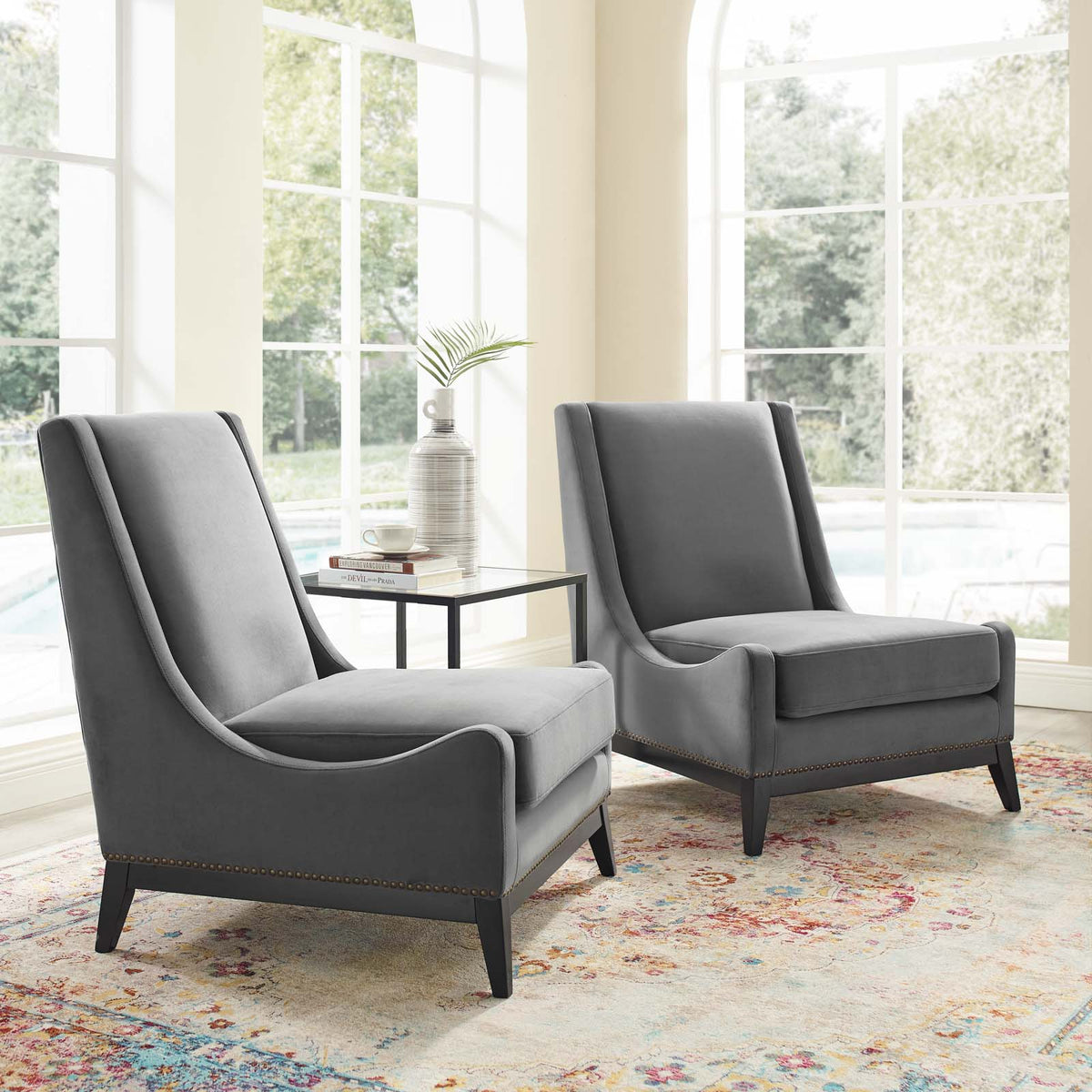 Confident Lounge Chair Upholstered Performance Velvet Set of 2 By Modway - EEI-4487 | Sofa Set | Modishstore - 1