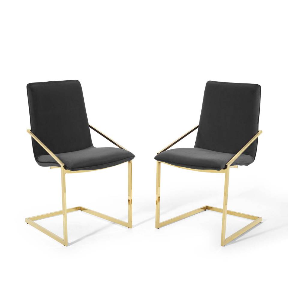 Modway Pitch Dining Armchair Performance Velvet Set of 2 - EEI-4488 | Armchairs | Modishstore - 2