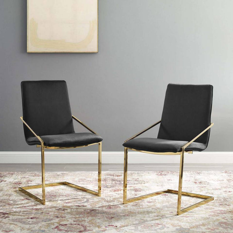 Modway Pitch Dining Armchair Performance Velvet Set of 2 - EEI-4488 | Armchairs | Modishstore - 1