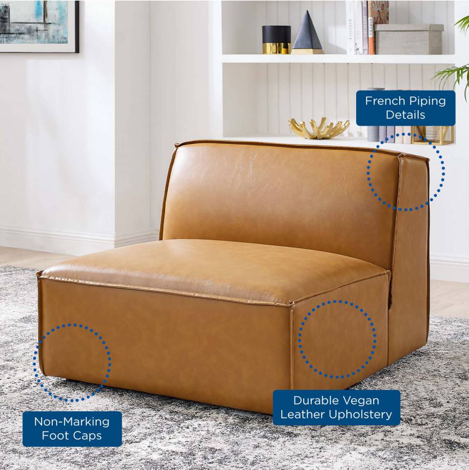 Modway Restore Vegan Leather Sectional Sofa Armless Chair - EEI-4495 | Lounge Chairs | Modishstore - 4