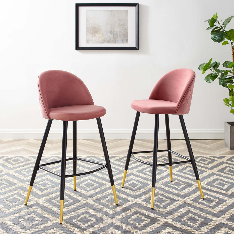 Cordial Performance Velvet Bar Stools - Set of 2 By Modway - EEI-4527 | Bar stools | Modishstore - 1