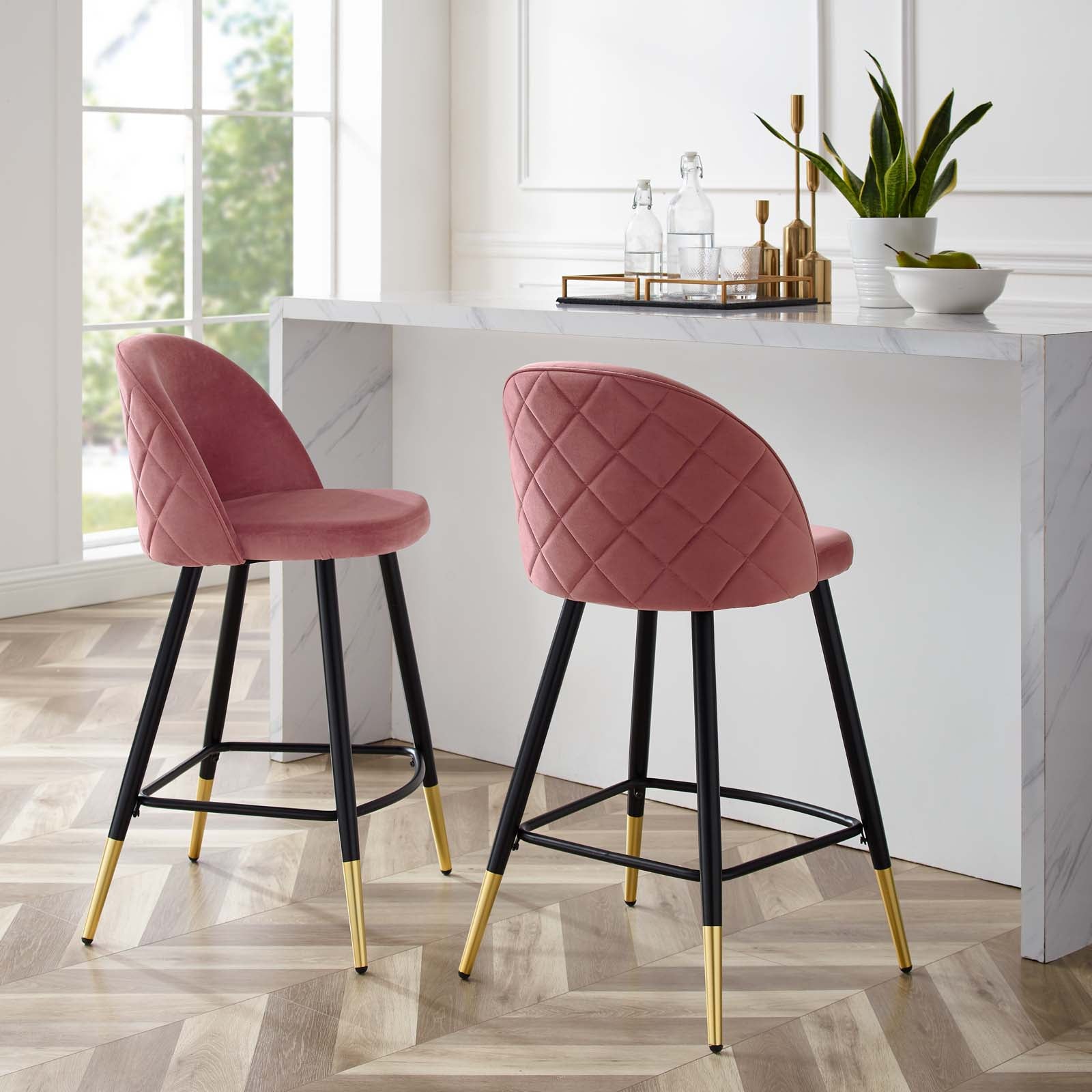 Modway Cordial Performance Velvet Counter Stools - Set of 2 - EEI-4529 | Counter Stools | Modishstore - 1