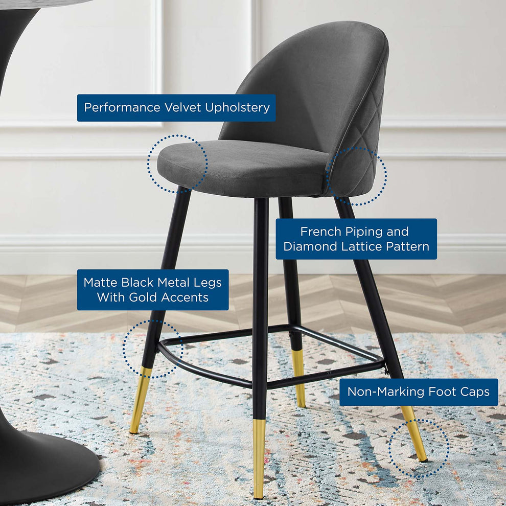 Modway Cordial Performance Velvet Counter Stools - Set of 2 - EEI-4529 | Counter Stools | Modishstore - 9