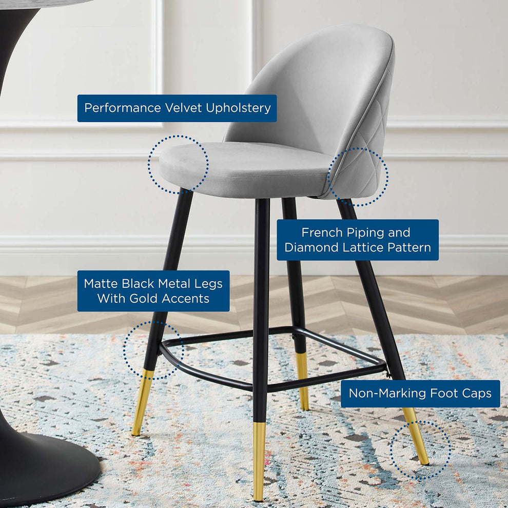 Modway Cordial Performance Velvet Counter Stools - Set of 2 - EEI-4529 | Counter Stools | Modishstore - 17